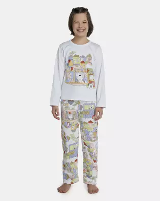 Pijama Feminino Kids Manga Longa e Calça