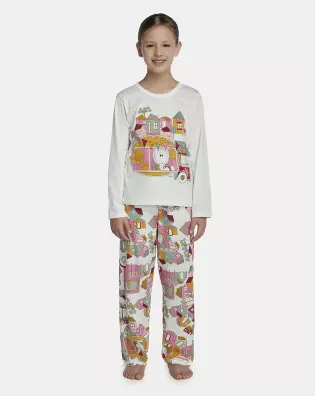 Pijama Feminino Kids Manga Longa e Calça