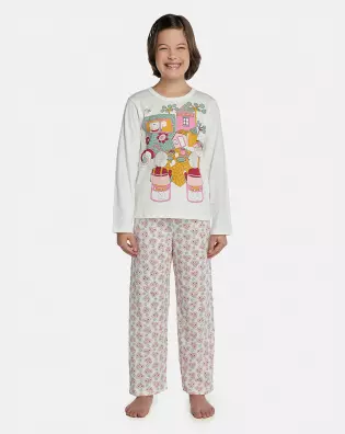 Pijama Feminino Kids Manga Longa e Calça