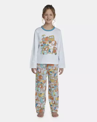 Pijama Feminino Kids Manga Longa e Calça