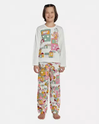 Pijama Feminino Kids Manga Longa e Calça