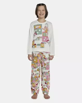 Pijama Feminino Kids Manga Longa e Calça