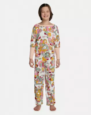 Pijama Feminino Kids Manga Longa e Calça