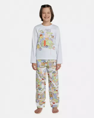 Pijama Feminino Kids Manga Longa e Calça Moletinho