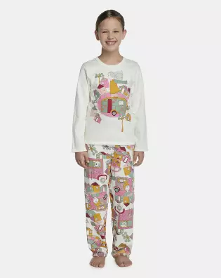 Pijama Feminino Kids Manga Longa e Calça Moletinho