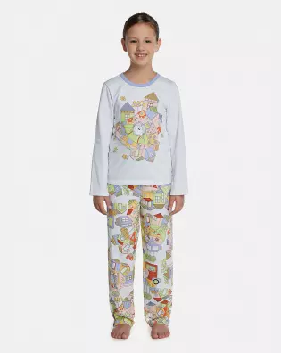 Pijama Feminino Kids Manga Longa e Calça Moletinho