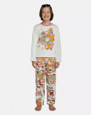 Pijama Feminino Kids Manga Longa e Calça Moletinho