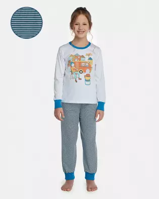 Pijama Feminino Kids Manga Longa e Calça Com Punhos