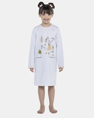 Camisão Feminino Kids Manga Longa Com Bolsos Moletinho