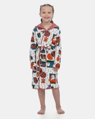 Roupão Feminino Infantil Transpasse Manga Longa Capuz