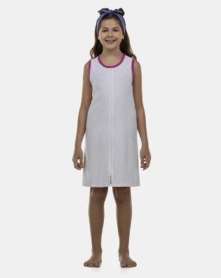 Roupão Feminino Kids Regata Zíper Atoalhado