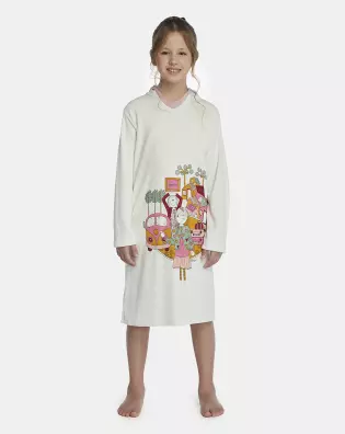 Roupão Feminino Kids Manga Longa Fechado Com Capuz Atoalhado