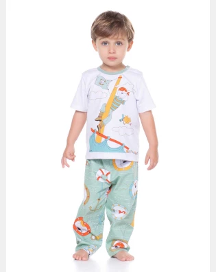 Pijama manga curta e calça 