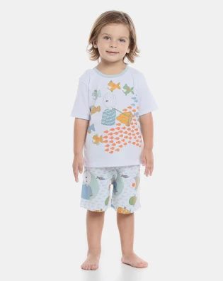 Pijama manga curta e bermuda