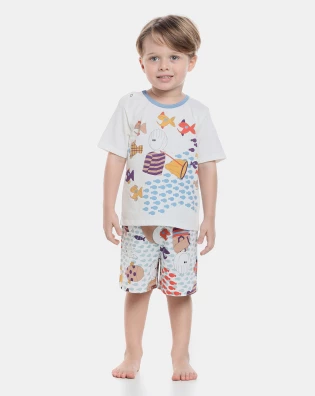 Pijama manga curta e bermuda