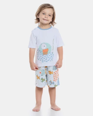 Pijama manga curta e bermuda 