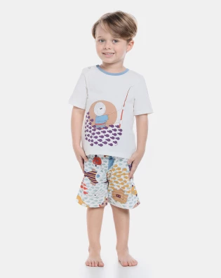 Pijama manga curta e bermuda