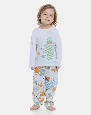 Pijama Infantil Masculino manga longa e calça Bill