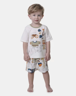 Pijama manga curta e bermuda