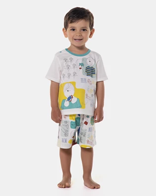 Pijama manga curta e bermuda