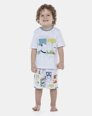 Pijama Masculino Baby Manga Curta e Bermuda