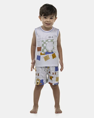 Pijama Masculino Baby Regata Machão e Bermuda