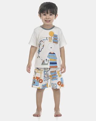 Pijama Masculino Baby Manga Curta e Bermuda