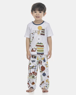Pijama Masculino Baby Manga Curta e Calça