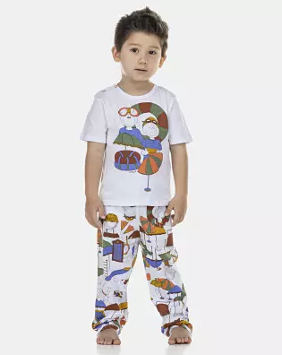 Pijama Masculino Baby Manga Curta e Calça
