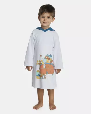 Roupão Masculino Baby Manga Longa Fechado Com Capuz Atoalhado