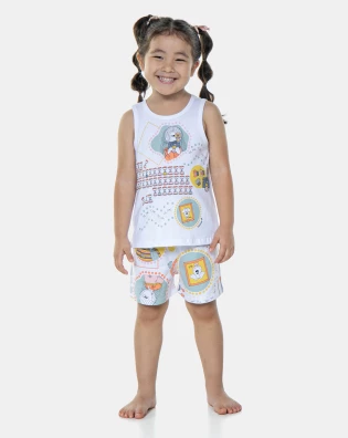 Pijama Feminino Infantil Regata e Short
