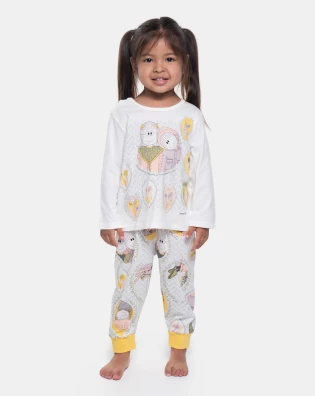 Pijama Infantil Feminino Manga Longa e Calça Pat e Annie