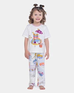 Pijama Feminino Infantil Manga Curta e Calça Sonhart