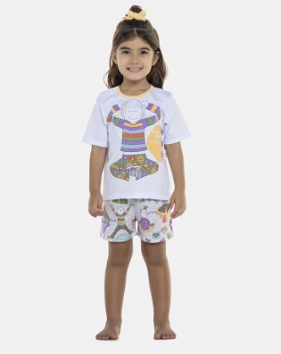 Pijama Feminino Baby Manga Curta e Short