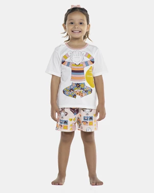 Pijama Feminino Baby Manga Curta e Short