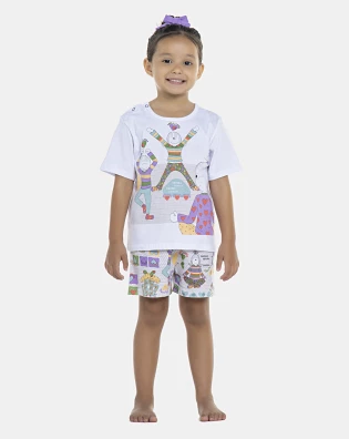 Pijama Feminino Baby Manga Curta e Short