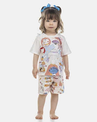 Pijama Feminino Baby Manga Curta e Short