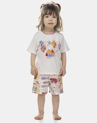 Pijama Feminino Baby Manga Curta e Short