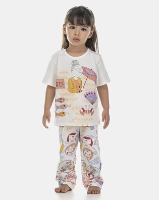 Pijama Feminino Baby Manga Curta e Calça