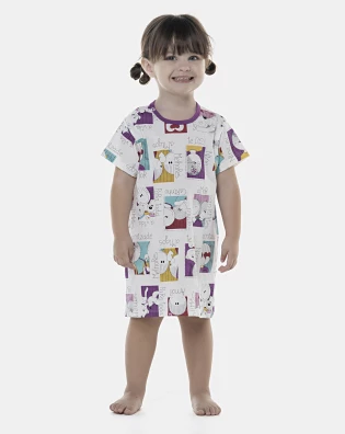 Camisão Feminino Baby Manga Curta