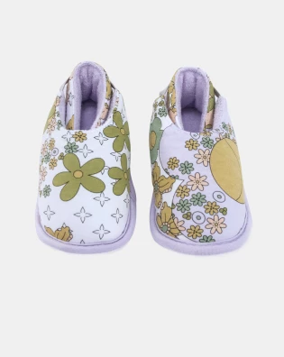 Pantufa Feminina Baby Fechada Com Elástico e Estampa Corrida 