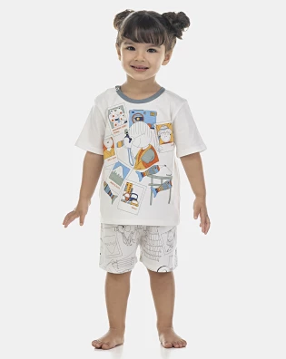 Pijama Baby Manga Curta e Short Unissex