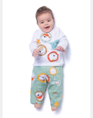 Conjunto Masculino Bebe Manga Longa e Calça 