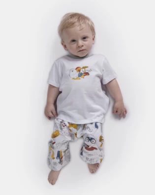 Pijama Bebê Menino manga curta e Calça 
