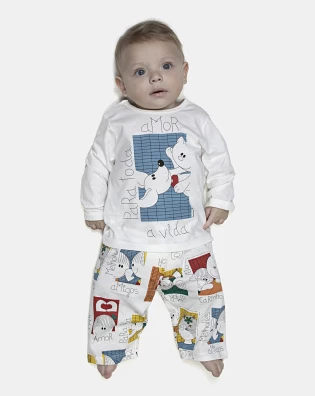 Pijama Masculino Bebe Manga Longa e Calça