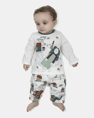 Pijama Masculino Bebe Manga Longa e Calça