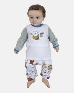 Pijama Masculino Bebe Body Manga Longa e Calça
