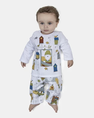 Pijama Masculino Bebe Manga Longa e Calça Moletinho