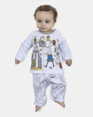 Pijama Masculino Bebe Manga Longa e Calça