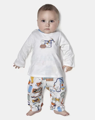 Pijama Masculino Bebê Manga Longa e Calça